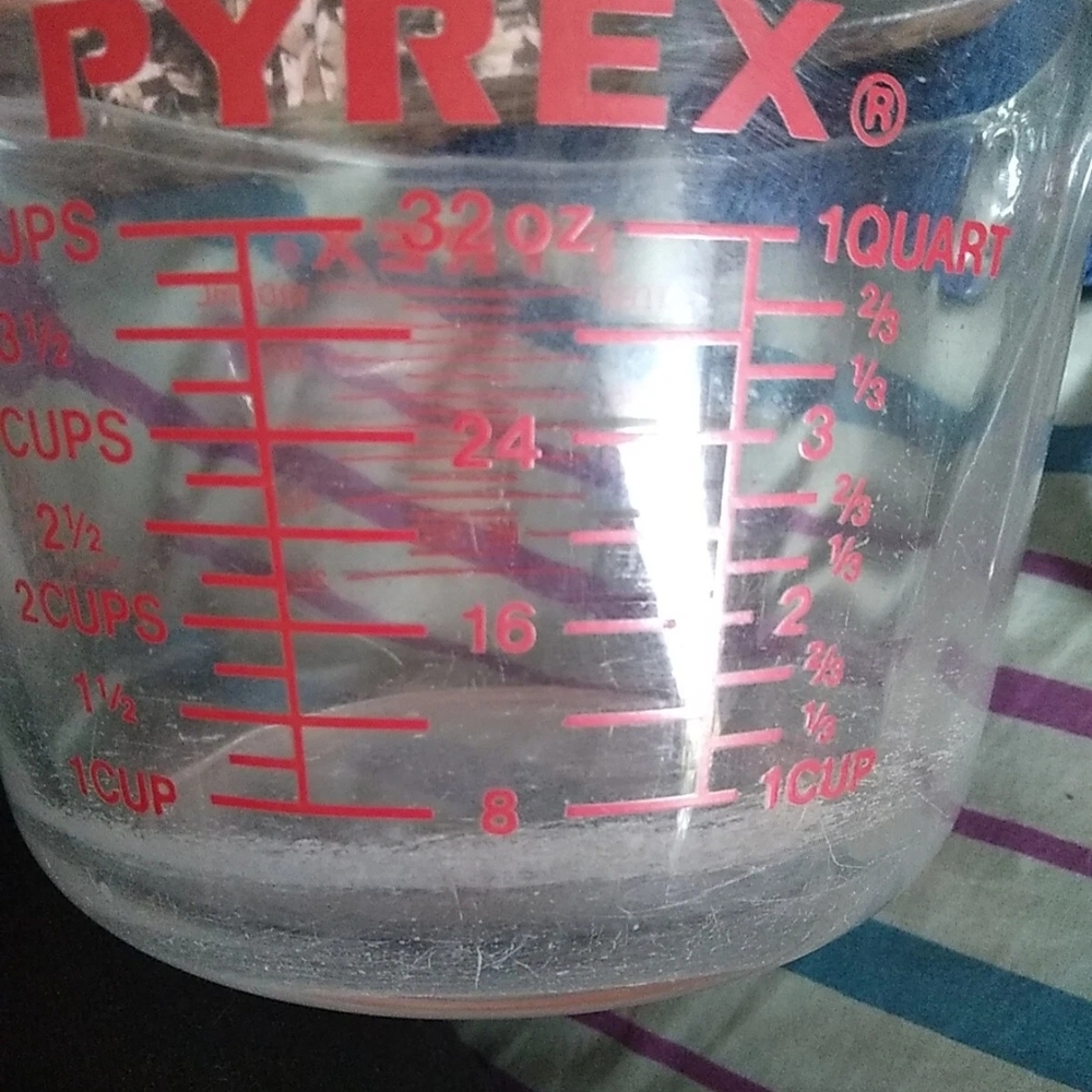 Pyrex Clear Measuring Cup with Red Markings 32 Oz Vintage Huge
